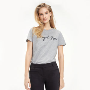 Tommy Hilfiger dámské šedé tričko Graphic - XL (039)